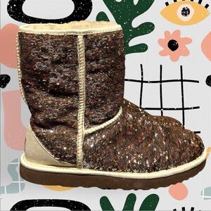 UGG | Classic Short Champagne Sparkle Sequin Sheepskin Fur Lined Boots